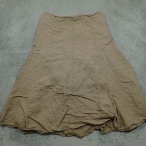 Eileen Fisher Skirt Womens Medium Petite Brown Linen Zipper Irish